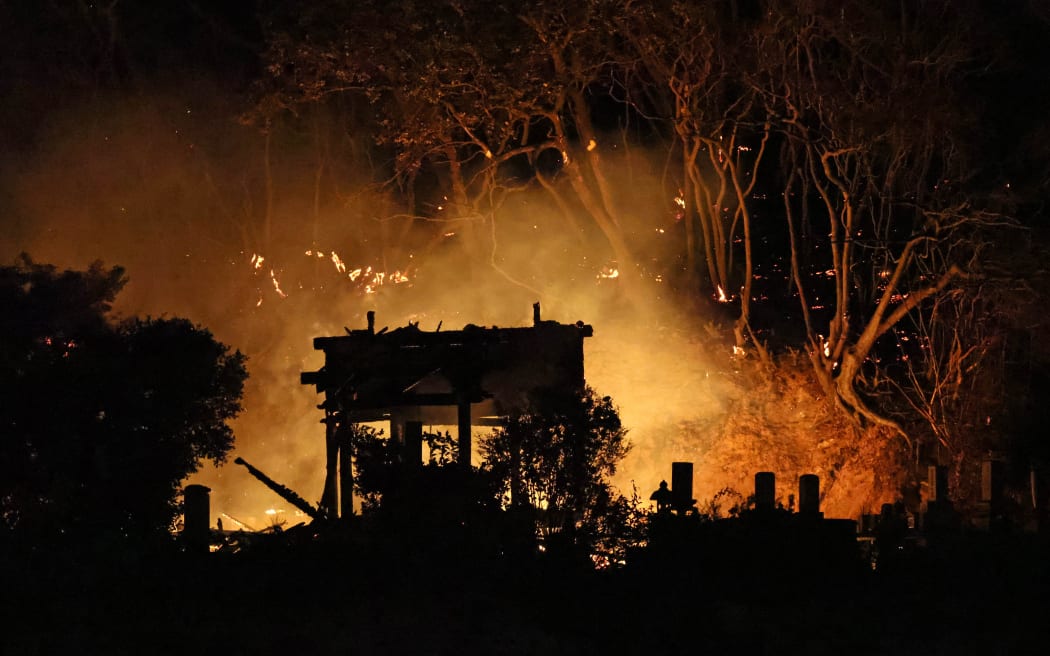 The scene of a large-scale fire that broke out in Oita City, Oita Prefecture, in Japan's Kyushu region.
