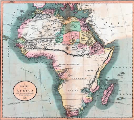 The ‘Mountains of Kong’ on John Cary’s map of Africa (1805).