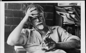 Frank Sargeson at his bach
