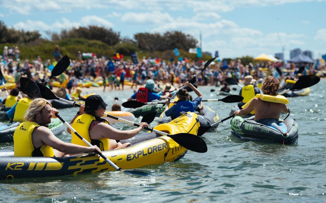 Hundreds took to the Port of Newcastle in kayaks and watercrafts as part of Rising Tide's annual protest.