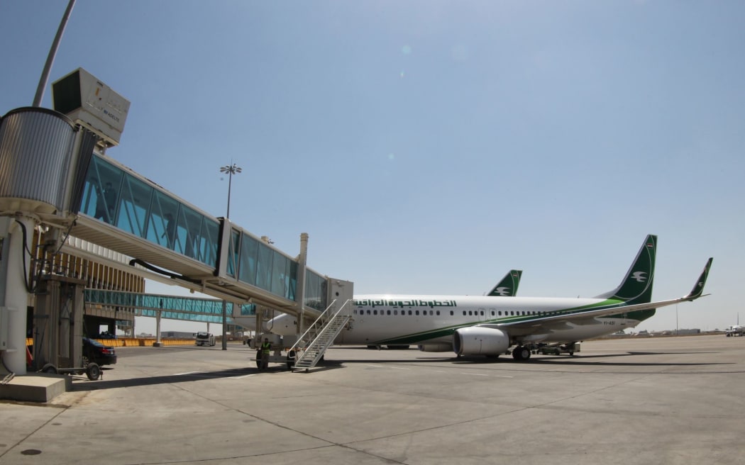 An Iraqi Airways plane at Baghdad International Airport on August 5, 2014