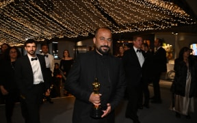 Emirati filmmaker Hamdan Ballal holds his Oscar for Best Documentary Feature for "No Other Land" during the 97th Annual Academy Awards Governors Ball at the Dolby Theatre in Hollywood, California on March 2, 2025. (Photo by ANGELA WEISS / AFP)