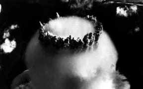 The United States launched the Baker underwater nuclear test in Bikini Atoll, Marshall Islands, July 1946.