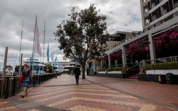 Auckland's deserted viaduct area during the Covid-19 alert level four lockdown.