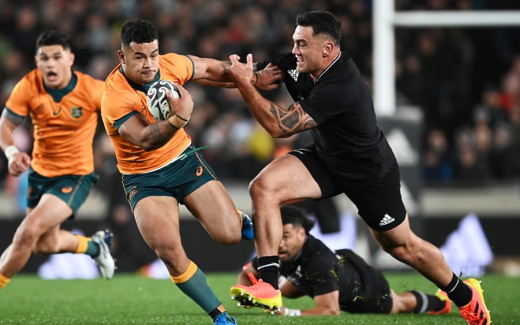 Wallabies back Hunter Paisami in action against the All Blacks.