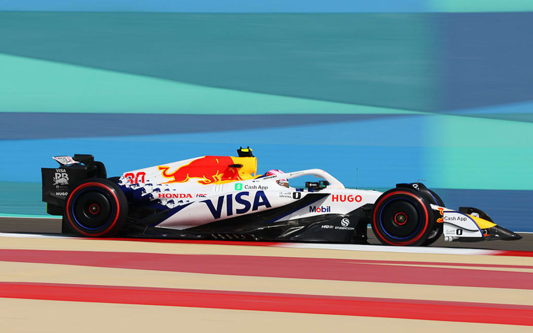 Liam Lawson driving the (30) Visa Cash App Racing Bulls VCARB 02 on track during practice ahead of the F1 Grand Prix of Bahrain.