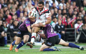 Warriors centre Konrad Hurrell on the burst.