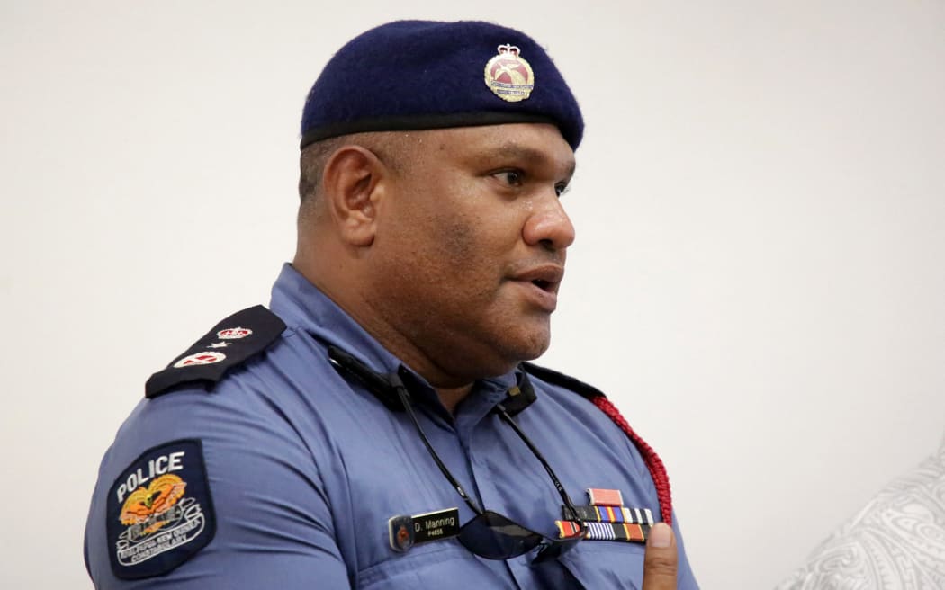 Papua New Guinea's police commissioner David Manning speaks to the media after the release of a New Zealand man -- a professor at an Australian university -- and his two Papua New Guinean colleagues in Port Moresby on February 26, 2023. A New Zealander and two other hostages have been freed in Papua New Guinea, the country's prime minister said February 26, after they were held for a week in the highlands by an armed group. (Photo by ANDREW KUTAN / AFP)