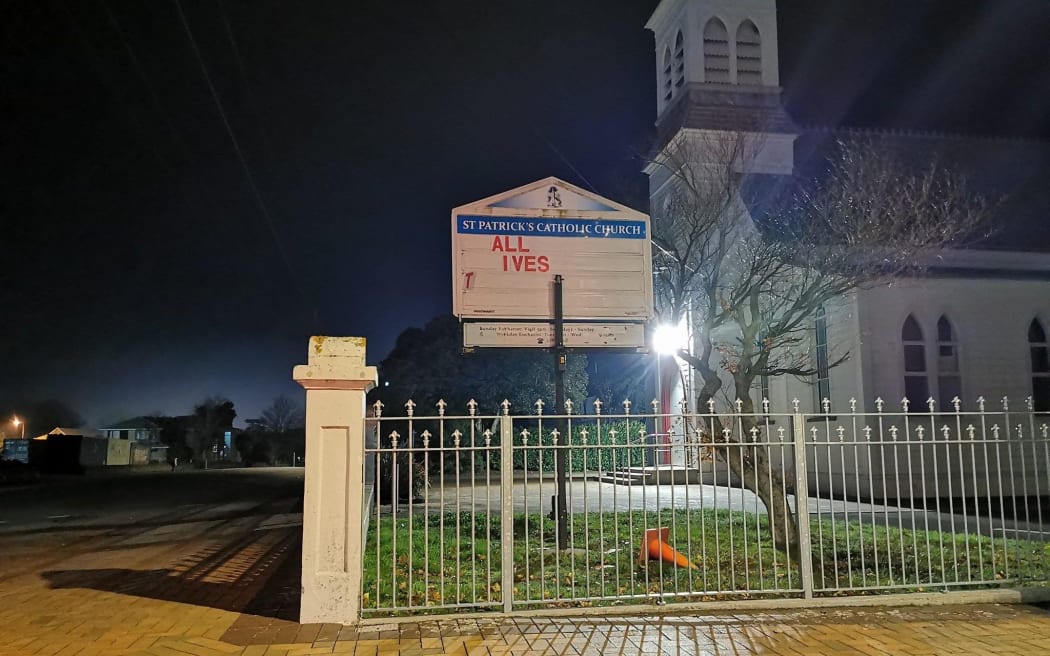 An All Lives Matter sign appears to have been vandalised outside a Masterton church