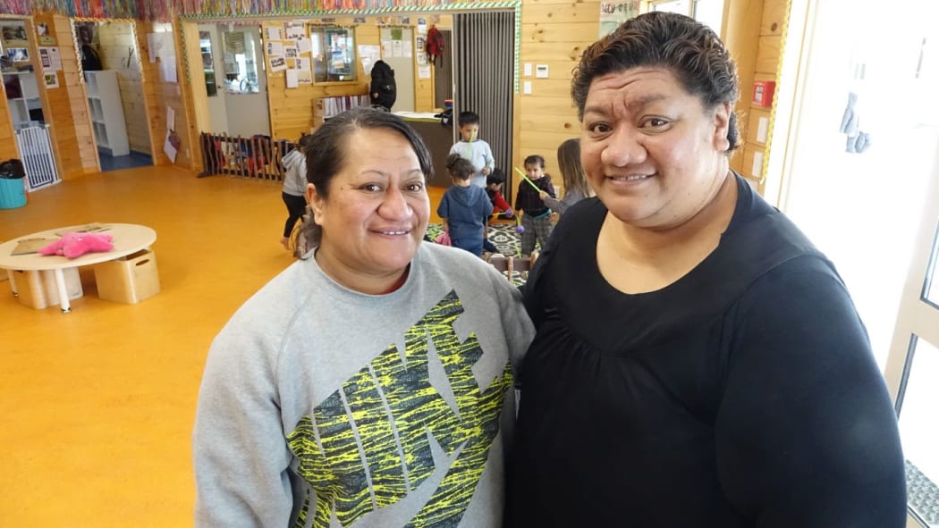 Nuanua Kindergarten head teacher Ina Ropu-Tengaru (left) and Whanau Manaaki Kindergartens senior manager of communities and participation, Caroline Mareko.