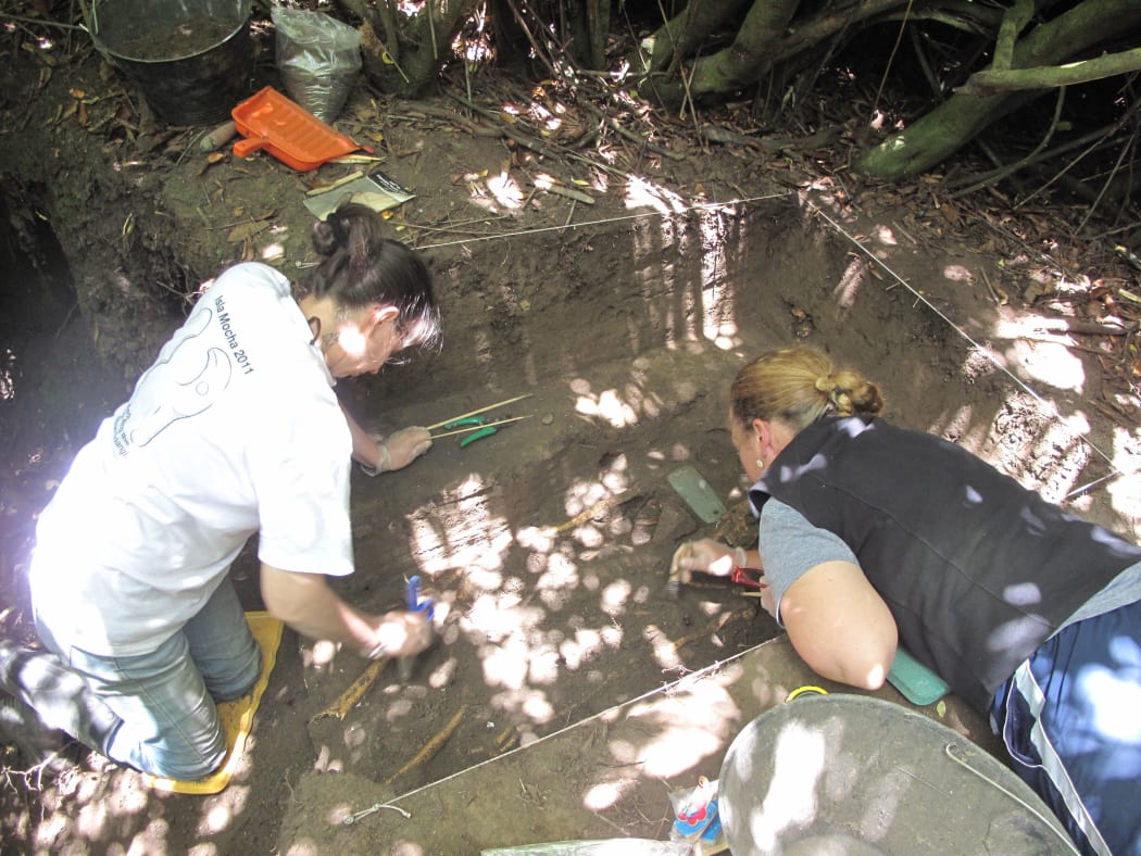 Excavating a grave
