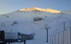 Snow on Mt Hutt, where access to the skifield was cut off to vehicles other than snowmobiles.