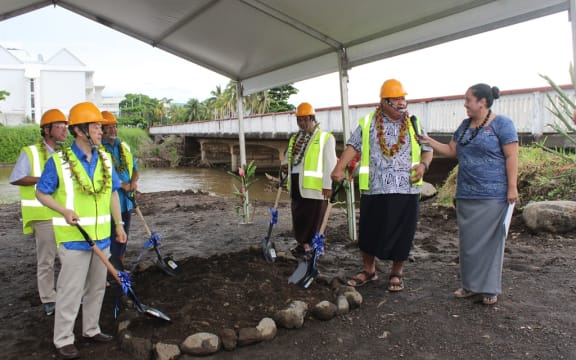 Samoa Prime Minister Tuila'epa Sa'ilele Malielegaoi at groundbeaking for new Vaisigano bridge