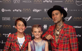 Tiki Taane with Charlie and Karcia