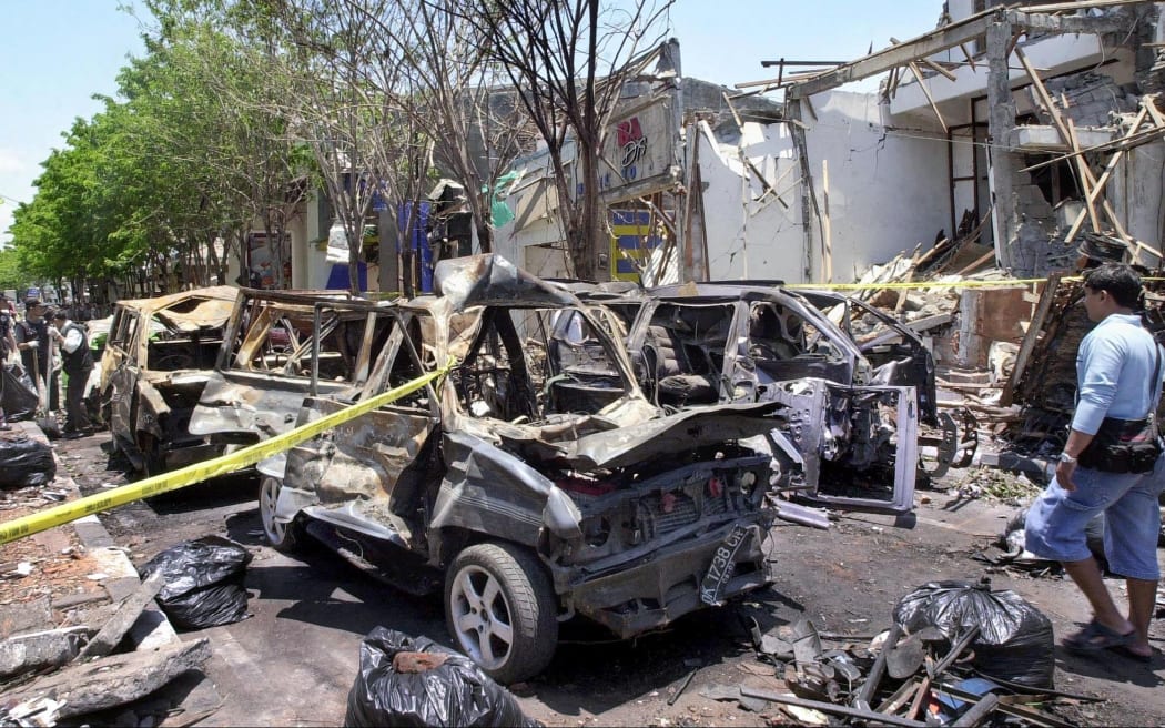 Kuta, near Denpasar, on the island of Bali, 14 October 2002, following the car bombing late 12 October that killed at least 190 people.