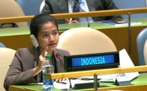 Nara Masista Rakhmatia, an official at Indonesia's permanent mission to the United Nations in New York, responds to criticism of her country's treatment of West Papuans by Pacific Island countries at the UN General Assembly, 2016.