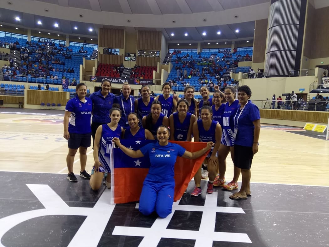 The Samoa team at the Netball World Youth Cup.