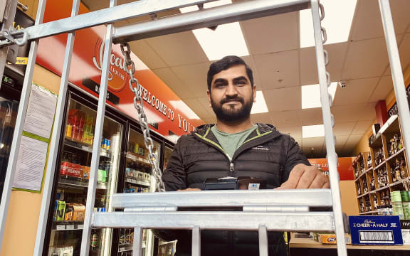 Hasit Mansuri, co-owner of liquor shop in Newmarket.