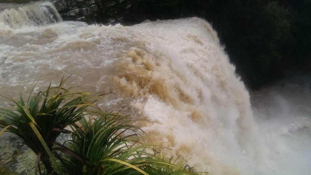 The Whangarei Falls after four days of rain.