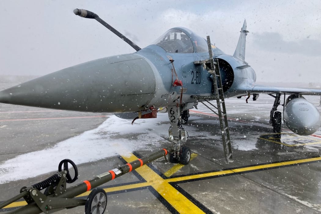 A French Mirage fighter jet parked at the Amari Air Base, Estonia. France has taken from Belgium air patrolling duties over Estonia for the upcoming four months, as part of a NATO contingency to reinforce the alliance's eastern flank amid Russia's military invasion launched on Ukraine.
