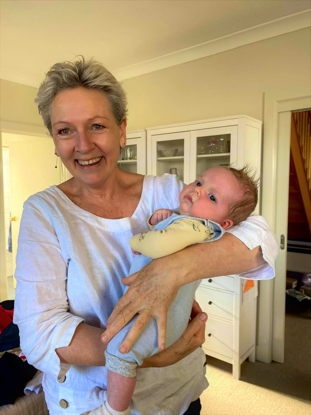 Helen Kerr with her grandchild in Melbourne.