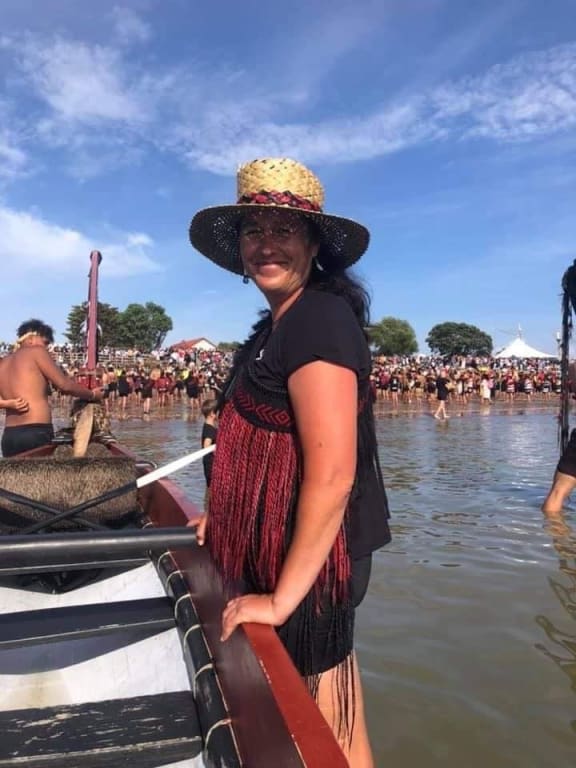 Northland police constable Gail Shepherd was also known for her dedication to kaupapa waka, instructing young paddlers at events around the North – such as the Waitangi Day celebrations pictured here.
