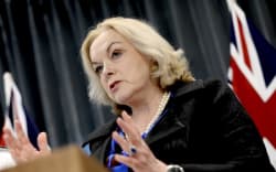 Defence Minister Judith Collins announces the findings of the Manawanui sinking report on Friday, 29 November 2024.