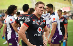 Warriors captain Ryan Hoffman following the loss to his former club - the Melbourne Storm.