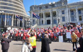 Hundreds of nurses and their supporters joined a lunch-time rally at Parliament calling on the government to step in.