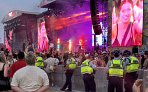 Police at Laneway festival in Auckland, 2025.