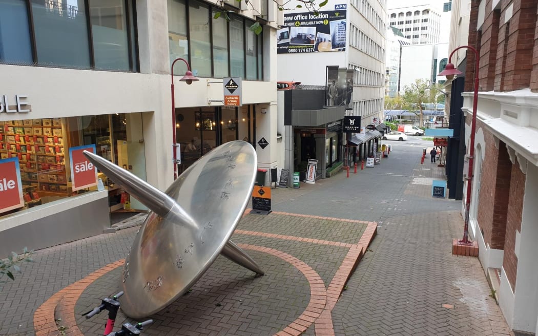 Lambton Quay - Quiet streets in Wellington during alert level 2 on 24 June 2021.