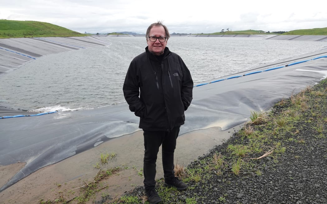 Te Tai Tokerau Water Trust chairman Murray McCully at the newly completed Te Waihekeora Reservoir south of Dargaville.