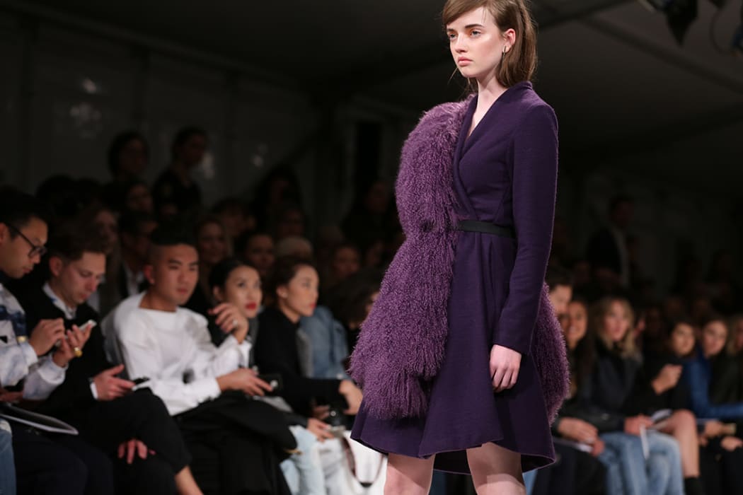 Jewel tones and fur make a bold winter statement at Harman Grubisa AW 16.