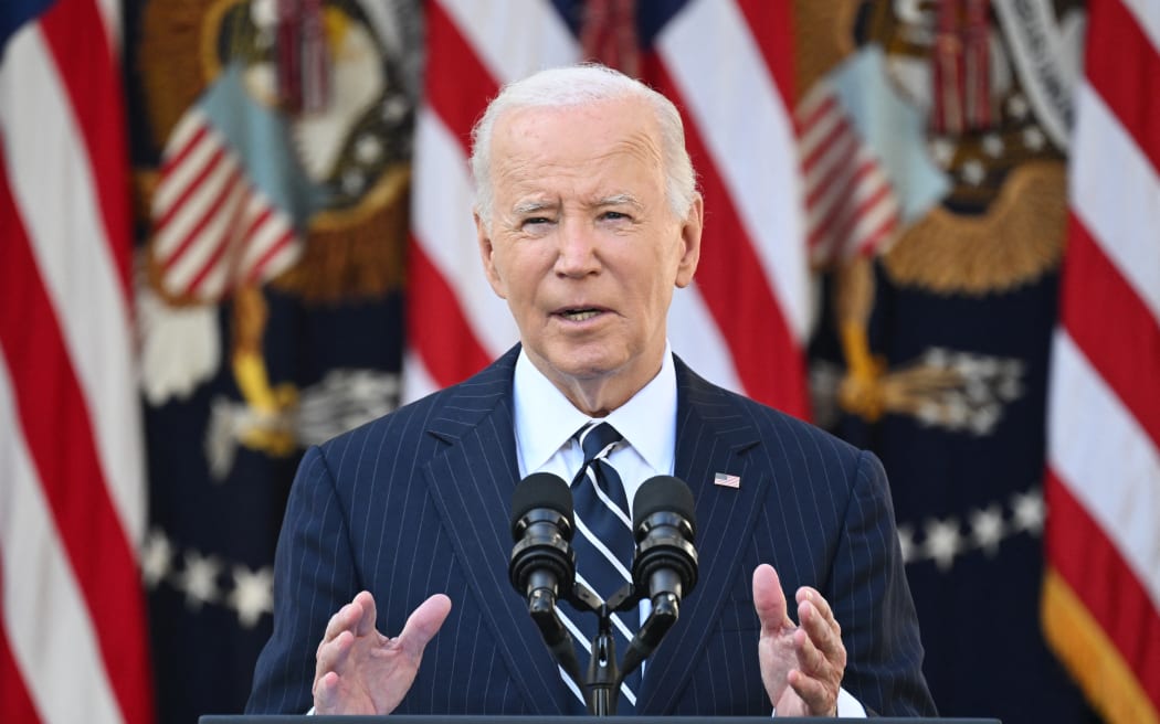 US President Joe Biden addresses the nation from the Rose Garden of the White House in Washington, DC, November 7, 2024, after Donald Trump won the presidential election. (Photo by SAUL LOEB / AFP)