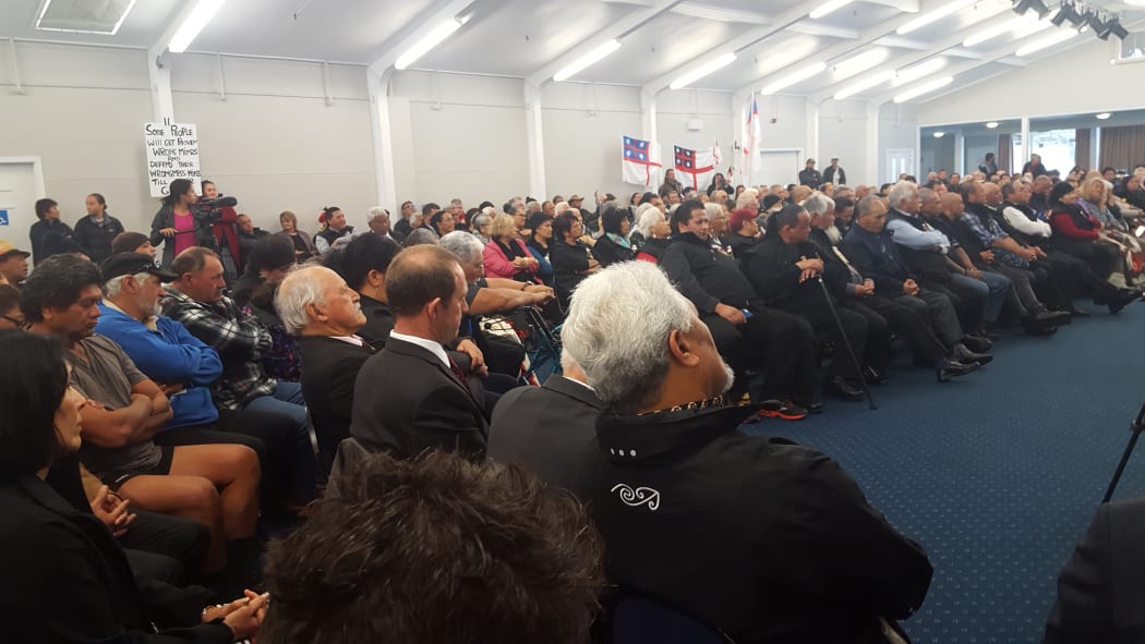 Crowd of about 400 packed into Waitaha conference hall in Waitangi to meet Andrew Little.