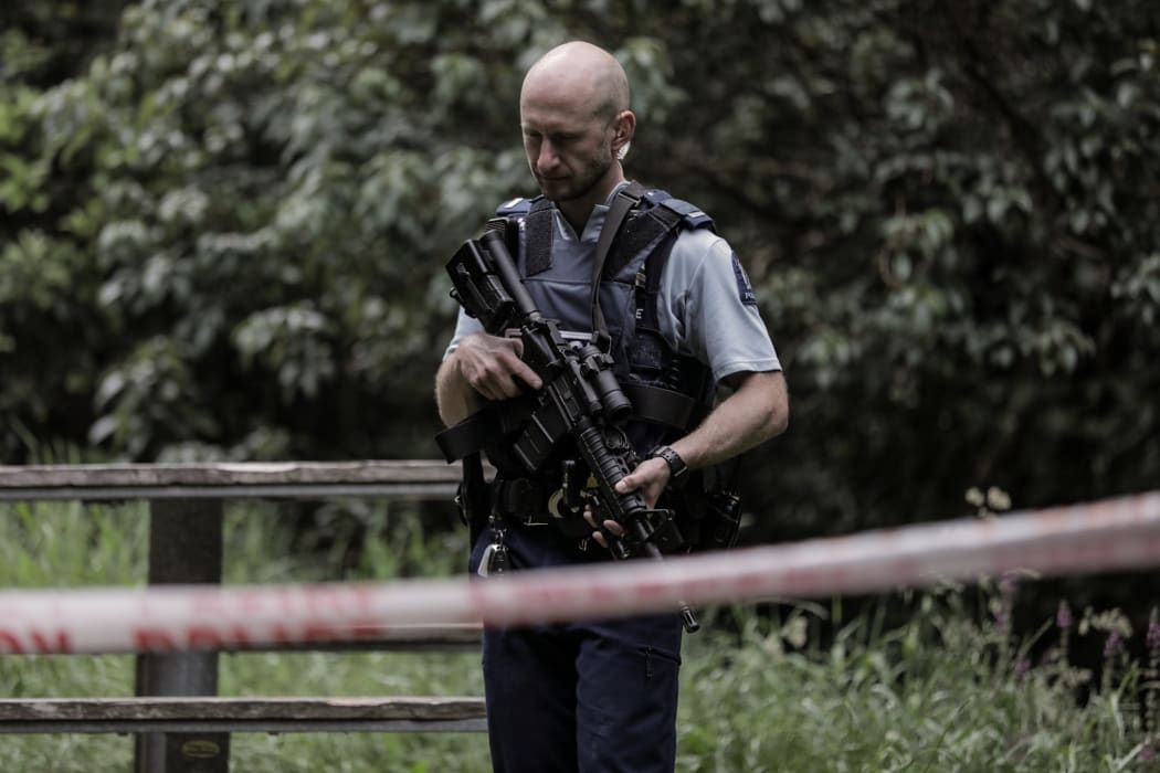 Armed police in Brooklyn, Wellington, after an assault.