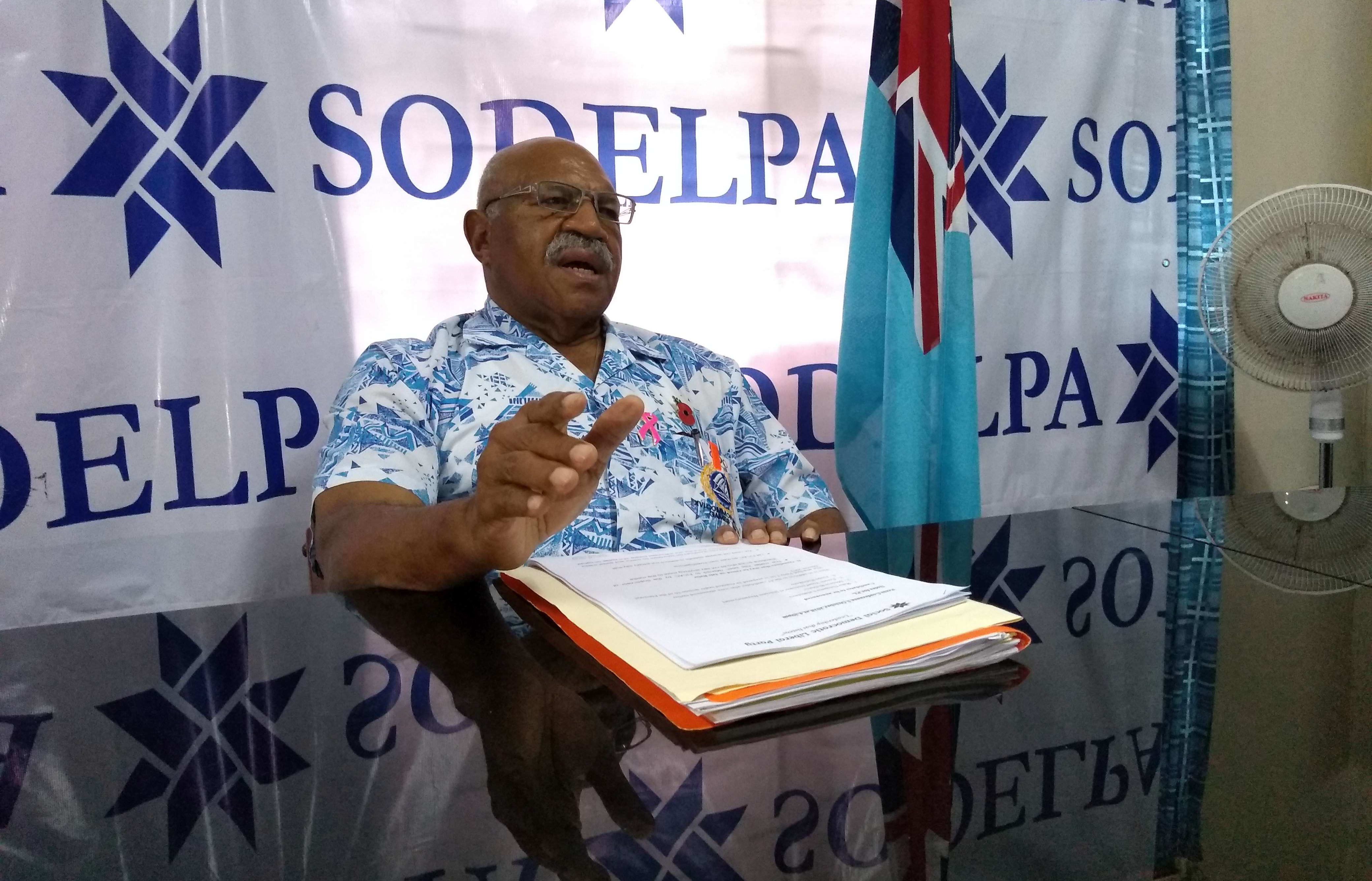 The leader of Fiji's opposition SODELPA party Sitiveni Rabuka announces his party's candidates to contest next month's elections.
