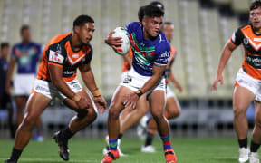 Taine Tuaupiki during the Pre-Season Challenge against the Tigers in 2023.