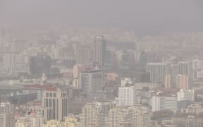 Air pollution over Beijing in China.