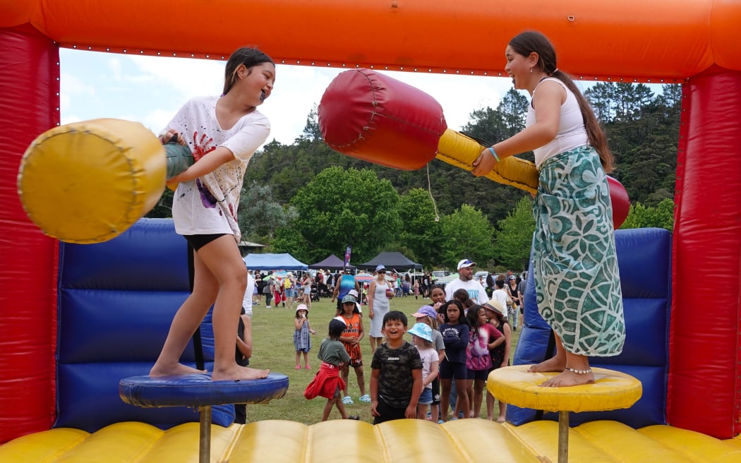 A variation on the ever-popular bouncy castle keeps the kids entertained.