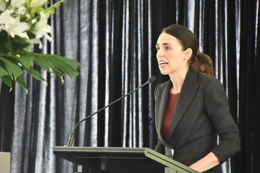 Prime Minister Jacinda Ardern at the 40th anniversary commemorations of the Erebus disaster.