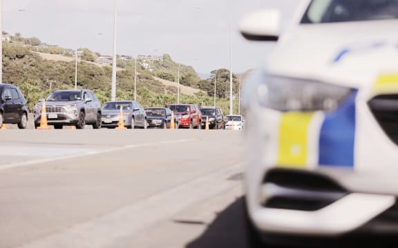 Police checkpoint north of Wellington.