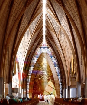The nave and aisle of the modern church.