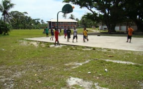 A pickup basketball game on the Jaluit High School campus. A new study shows that the growth of over 40 percent of Marshall Islands middle school students is stunted. .