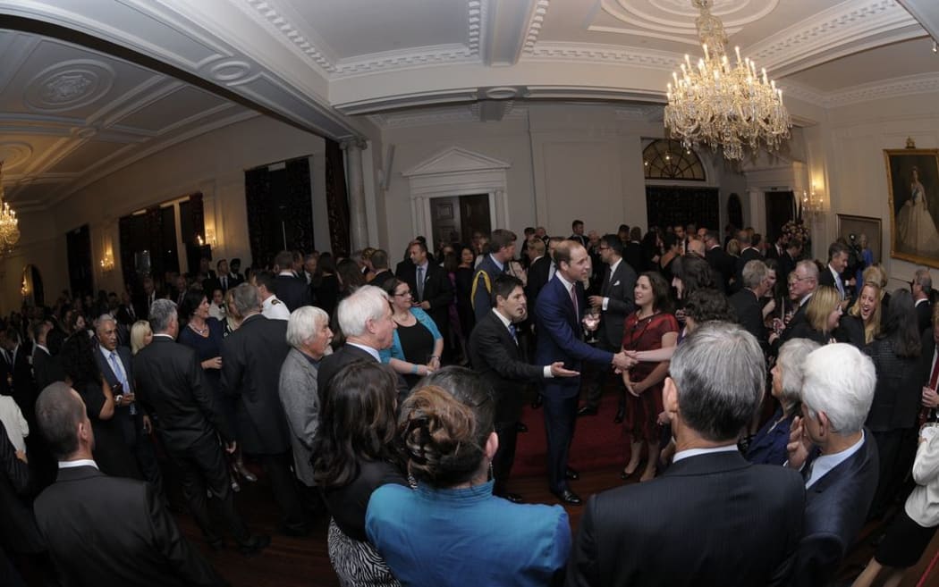 Prince William, centre, and guests at Government House.