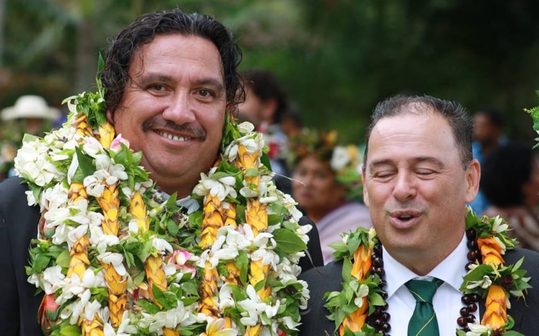 Minister of Infrasture Cook Islands Robert Tapaitau (L) and new DPM Mark Brown