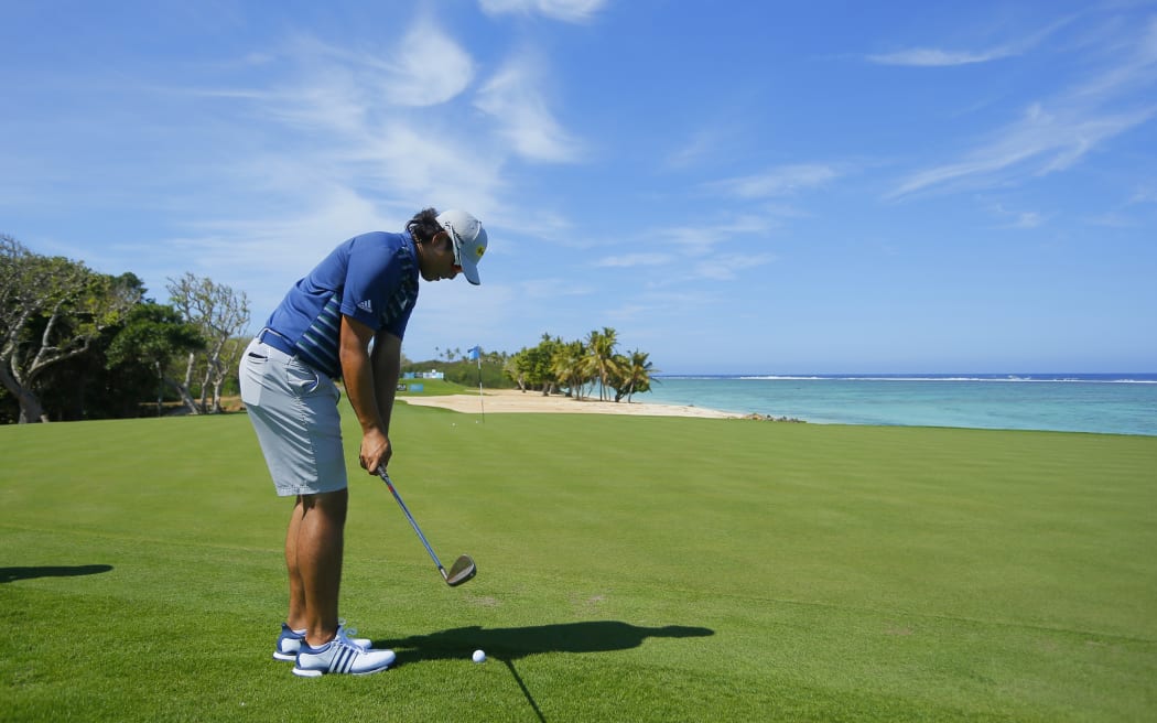 Looking towards the green on the eighth hole.