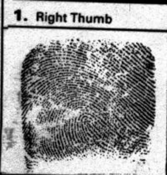 Robin Bain's thumbprint.