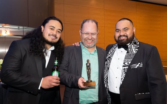 2019 IFAC HANDA Australian singing competition. (Left to right) Samson Setu, Dr Te Oti Rakena, Manase Latu
