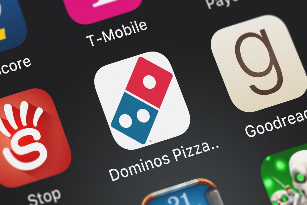 Close-up shot of Domino's Pizza's popular app.